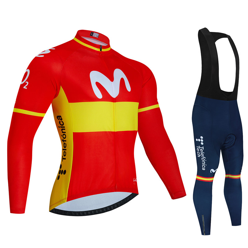 Cycling Gear Leaderboard - Spanyol Movistar Set Jersey bersepeda lengan