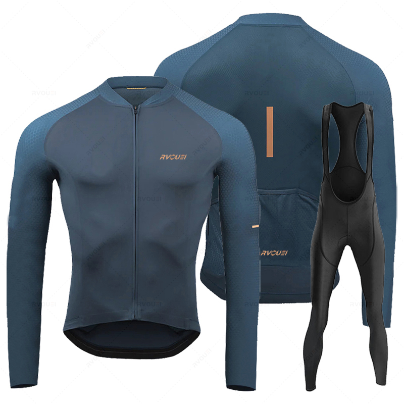Cycling Gear Leaderboard - Rvouei setelan Jersey sepeda lengan panjang,