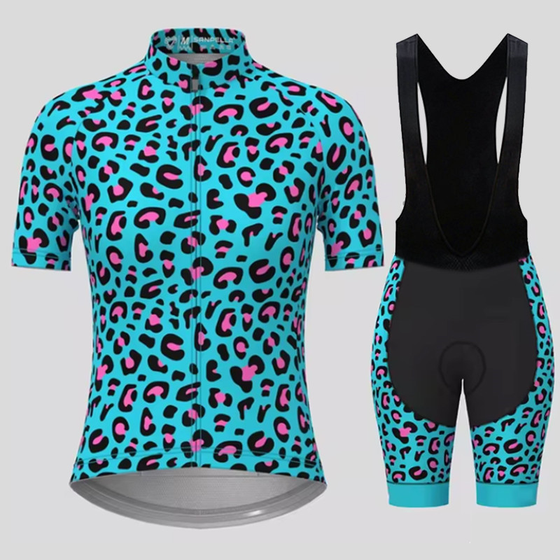 Cycling Gear Leaderboard - Set setelan bersepeda bernapas pria, motif