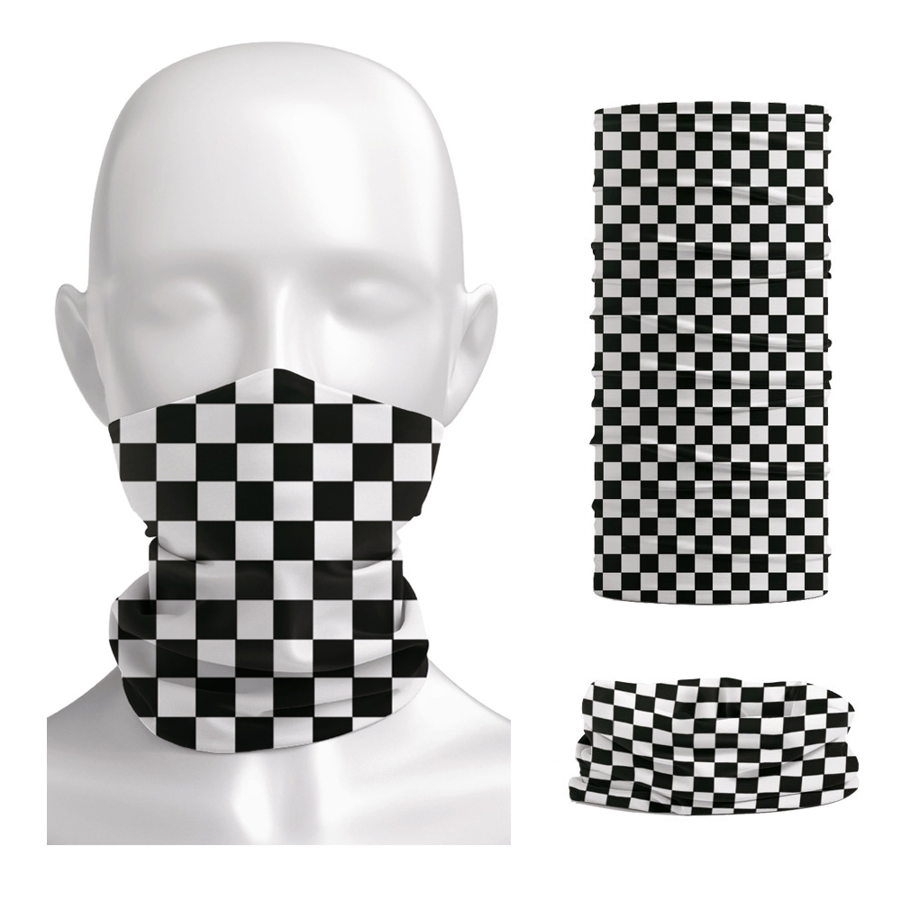 Cycling Gear Men - Bandana motif kotak-kotak, Bandana penghangat leher,